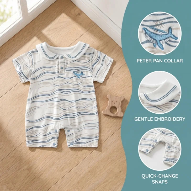 Cozy Striped Baby Romper Onesie