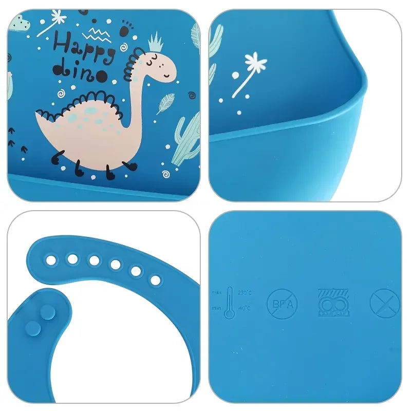 Easy Clean Dino Baby Bibs