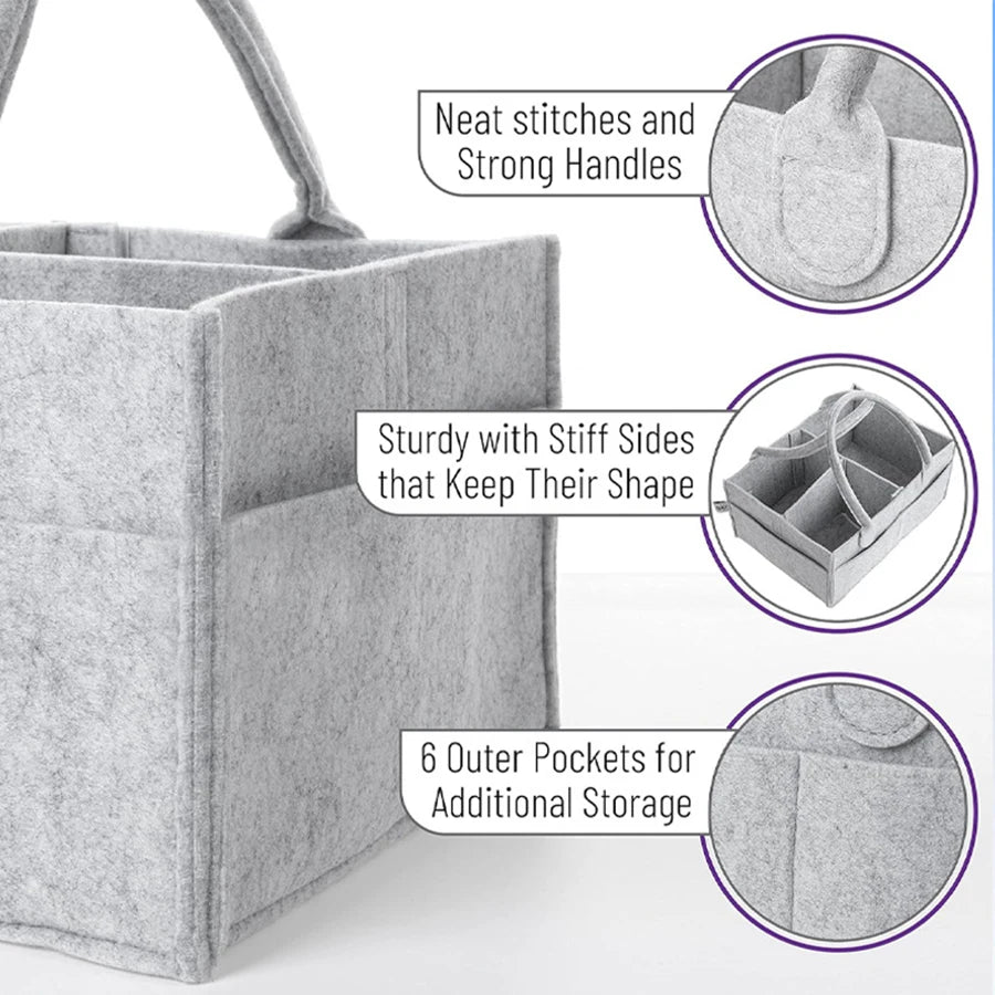 Cozy Felt Diaper Storage Tote