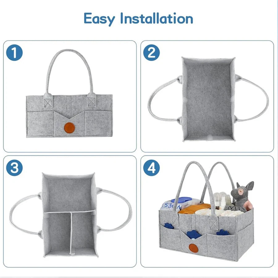 Cozy Felt Diaper Storage Tote